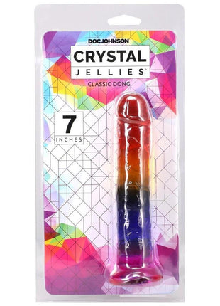 Crystal Jellies Dildo - Multicolor/Rainbow - 7in