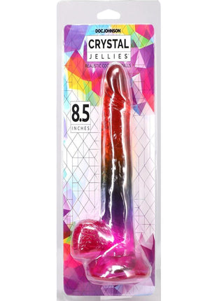 Crystal Jellies Realistic Dildo with Balls - Multicolor/Rainbow - 8.5in