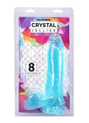 Crystal Jellies Realistic Dildo with Balls - Teal - 8in