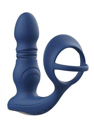 Cyrus App Control Thrusting Rechargeable Prostate Massager with Cock Ring - Blue