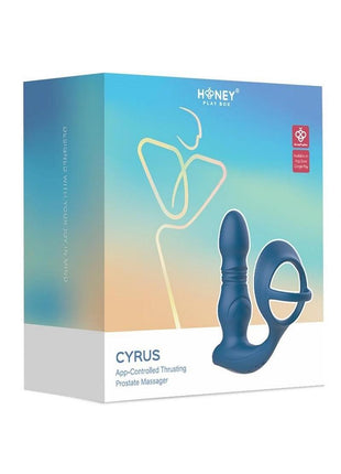 Cyrus App Control Thrusting Rechargeable Prostate Massager with Cock Ring - Blue