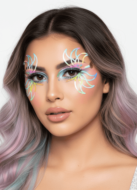 Rainbow Petal Glow Holographic Face Sticker