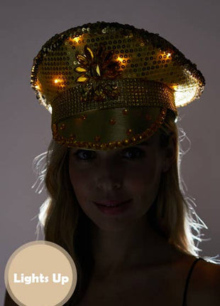 Gold Sequin Light-Up Captain Hat