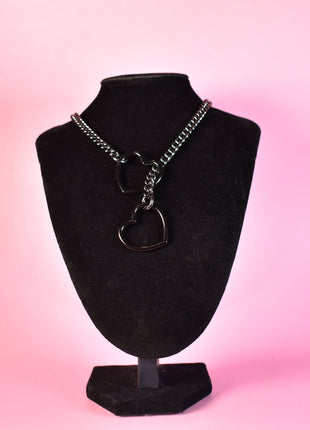 Gunmetal + Black Heart Ring Slip Chain