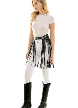 Studded Fringe Belt