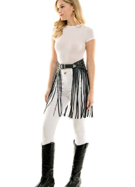 Studded Fringe Belt