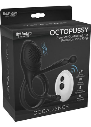 Decadence Octopussy Silicone Vibrating Cock Ring - Black