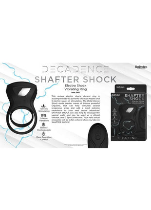 Decadence Shafter Shock Silicone Electro Shock Cock Ring with Remote Control