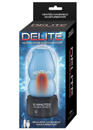 Delite Heated Rose Rechargeable Masturbator - Blue