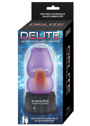Delite Heated Rose Rechargeable Masturbator - Purple