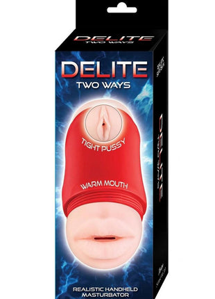 Delite Two Ways Mouth and Vagina Masturbator - Red/Vanilla
