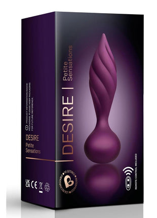 Desire Rechargeable Silicone Anal Plug with Remote Control - Purple/Rose Gold
