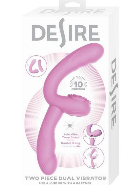 Desire Two-Piece Dual Rechargeable Silicone Vibrator - Lavender