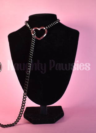 Gunmetal Chain Light Pink Heart Slip Chain