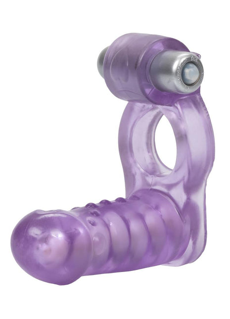 Double Diver Vibrating Enhancer with Flexible Penetrator 3 Speed Removable Bullet - Clear