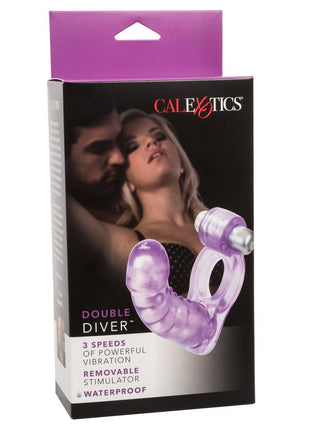 Double Diver Vibrating Enhancer with Flexible Penetrator 3 Speed Removable Bullet - Clear