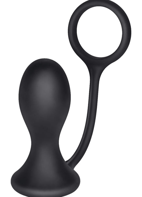 Dr. Joel Kaplan Prostate Silicone Probe Butt Plug with Cock Ring - Black
