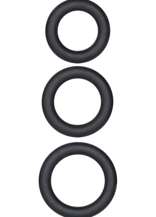 Dr. Joel Kaplan Silicone Support Rings Cock Ring - Black - 3 Piece Set
