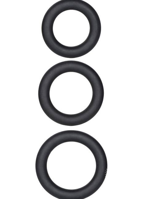 Dr. Joel Kaplan Silicone Support Rings Cock Ring - Black - 3 Piece Set