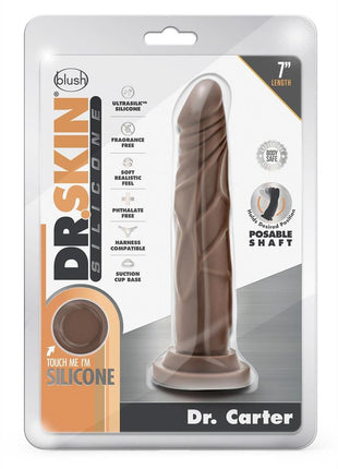 Dr. Skin Dr. Carter Silicone Dildo with Suction Cup - Chocolate - 7.5in