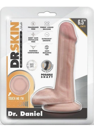 Dr. Skin Dr. Daniel Silicone Dildo with Balls and Suction Cup - Vanilla - 6in