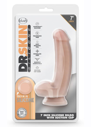 Dr. Skin Dr. Samuel Silicone Dildo with Balls and Suction Cup - Vanilla - 7in