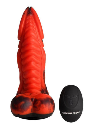 Dragon Thrust Rechargeable Silicone Thrusting and Vibrating Dildo - Black/Red