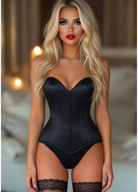 Lavish Satin Front Zipper Overbust Corset