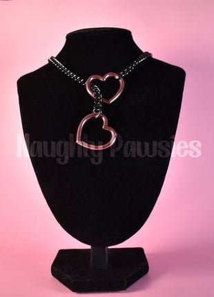Gunmetal Chain Light Pink Heart Slip Chain