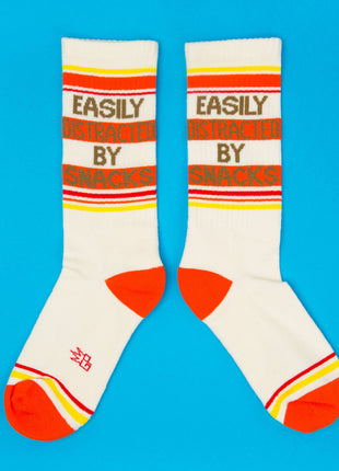 Easily Distracted By Snacks Gym Crew Socks