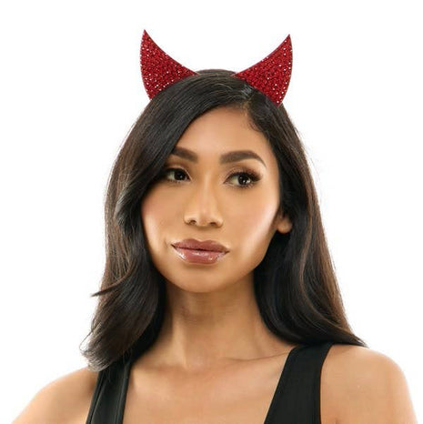 Red Rhinestone Devil Headband