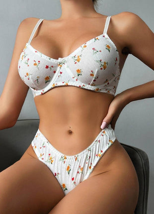 Floral Print Sexy Lingerie Set