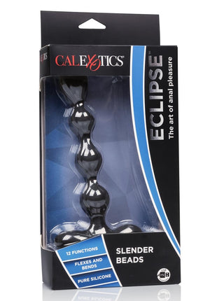 Eclips Slender Beads Silicone Flexible USB Rechargeable Anal Beads Probe Waterproof - Black - 7in