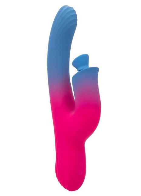 Elation Rechargeable Silicone Dual Stimulator with Suction - Blue/Pink