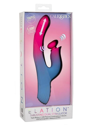 Elation Thrusting Rechargeable Silicone Dual Stimulator - Multicolor
