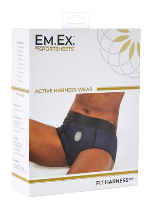 Em.Ex.. Active Harness Wear Fit Harness Boy Shorts - 2x - Blue - Large