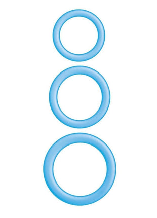 Enhancer Glow Rings Silicone Cockring - Blue/Glow In The Dark