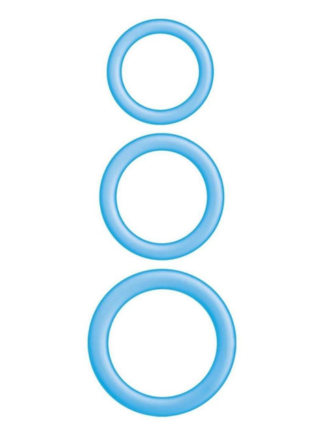 Enhancer Glow Rings Silicone Cockring - Blue/Glow In The Dark