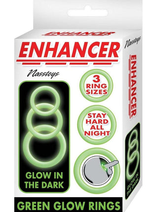Enhancer Glow Rings Silicone Cockring - Glow In The Dark/Green
