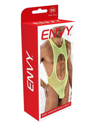 Envy Menswear Bare Sunshine Mesh Singlet - Os - Yellow