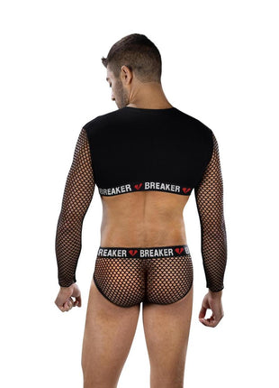 Envy Menswear Heartbreaker Mesh Crop Top and Briefs Set - Os