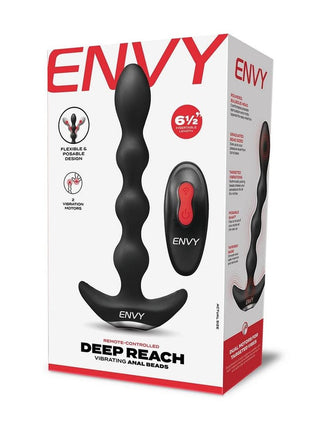 Envy Toys Deep Reach Remote Controlled Rechargeable Silicone Vibrating Anal Beads - Black