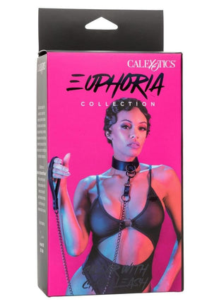 Euphoria Collection Collar with Chain Leash - Black