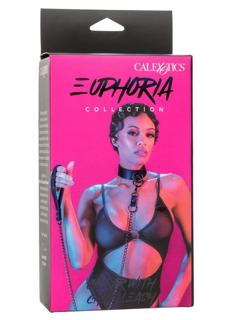 Euphoria Collection Collar with Chain Leash - Black