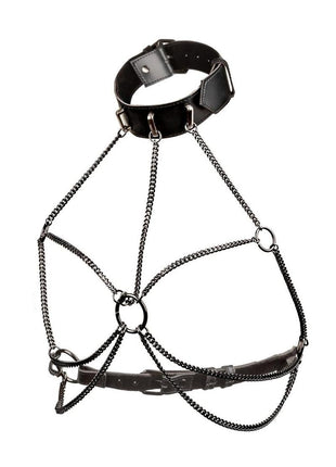 Euphoria Collection Multi Chain Collar Harness - Black - Plus Size/Queen