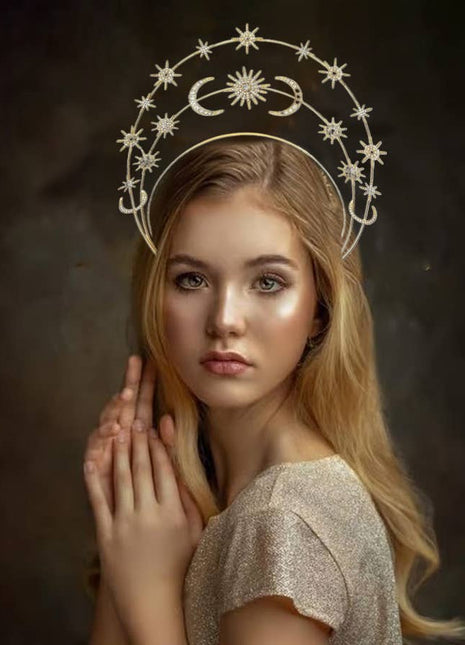 Sun Moon Stars Goddess Crown Halo Headband
