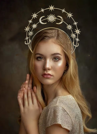 Sun Moon Stars Goddess Crown Halo Headband
