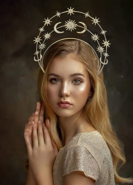 Sun Moon Stars Goddess Crown Halo Headband