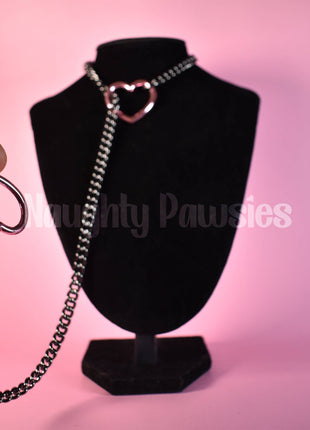 Gunmetal Chain Light Pink Heart Slip Chain
