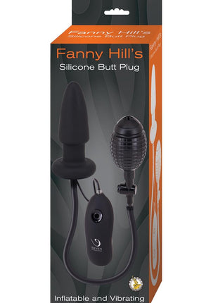 Fanny Hills Silicone Butt Plug Inflatable and Vibrating - Black